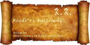 Kozári Kalliopé névjegykártya
